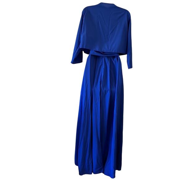 Blue Lightweight High Low Maxi Dress with Bolero Jacket and Tie Belt Size 14 - Picture 3 of 16